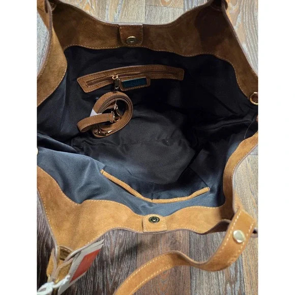 Divina Firenze Brown Suede Leather Tote Bag Made in Italy New with Tags - Picture 6 of 7